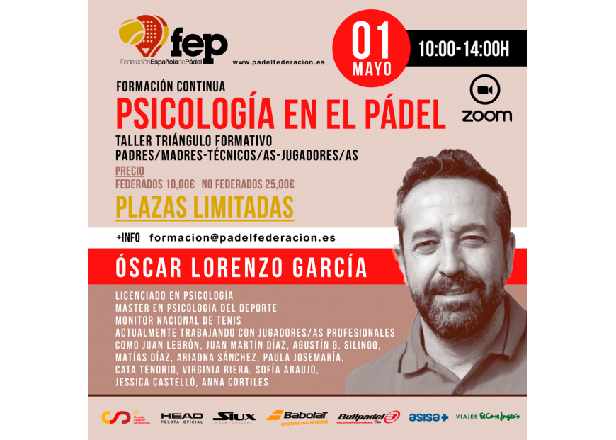 La FEP lanza un Taller online con Óscar Lorenzo sobre el triángulo formativo ‘Familia-entrenador-deportista’